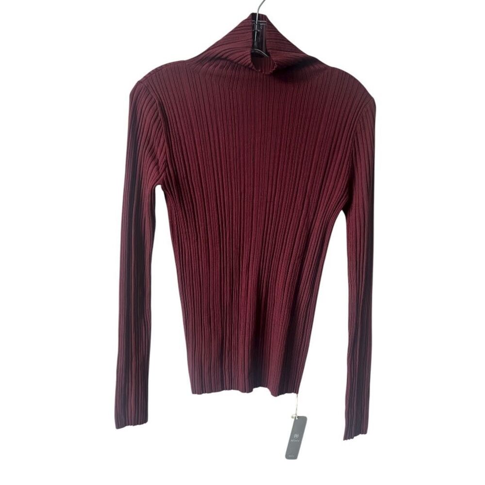NWT Neiwai Garnet Burgundy Ribbed Wool Mock Neck L/S Sweater Small Reg. $239